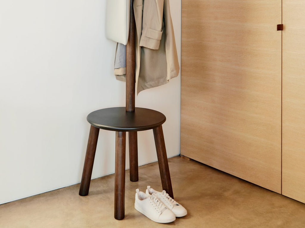 Pillar stool with sales built in coat rack