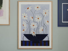 Daisies in Blue Vase